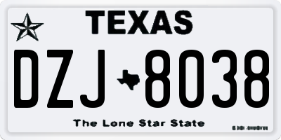 TX license plate DZJ8038