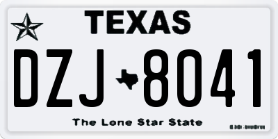 TX license plate DZJ8041