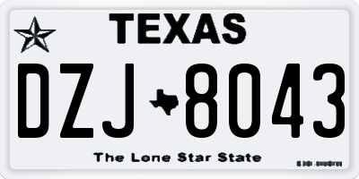 TX license plate DZJ8043