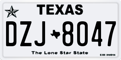TX license plate DZJ8047