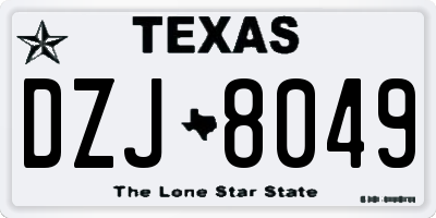 TX license plate DZJ8049