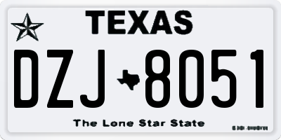 TX license plate DZJ8051