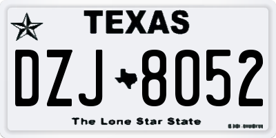 TX license plate DZJ8052