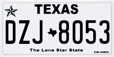 TX license plate DZJ8053