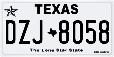 TX license plate DZJ8058