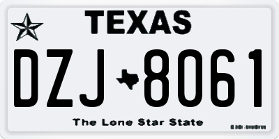 TX license plate DZJ8061