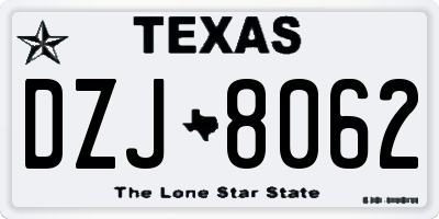 TX license plate DZJ8062