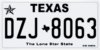 TX license plate DZJ8063