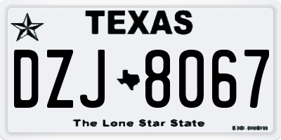 TX license plate DZJ8067