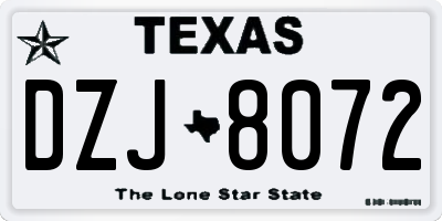 TX license plate DZJ8072