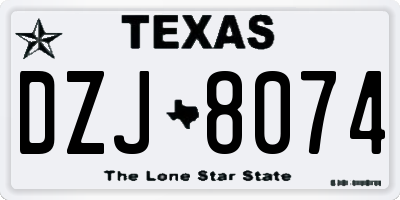 TX license plate DZJ8074