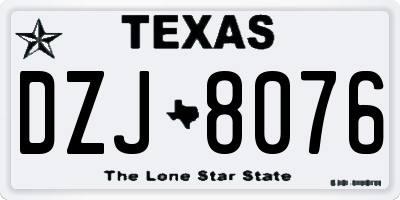 TX license plate DZJ8076