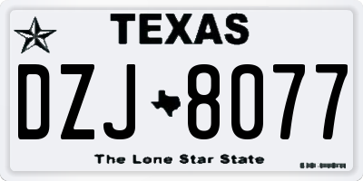 TX license plate DZJ8077