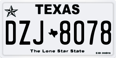 TX license plate DZJ8078