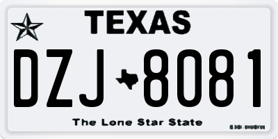 TX license plate DZJ8081