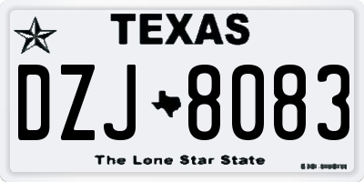 TX license plate DZJ8083