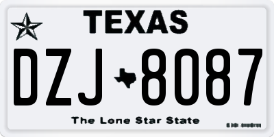 TX license plate DZJ8087