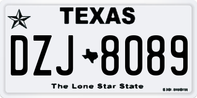 TX license plate DZJ8089