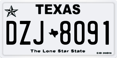 TX license plate DZJ8091