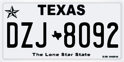 TX license plate DZJ8092