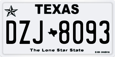 TX license plate DZJ8093