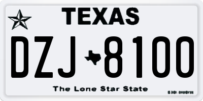 TX license plate DZJ8100
