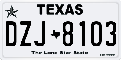 TX license plate DZJ8103