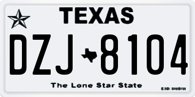 TX license plate DZJ8104