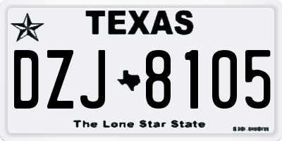 TX license plate DZJ8105