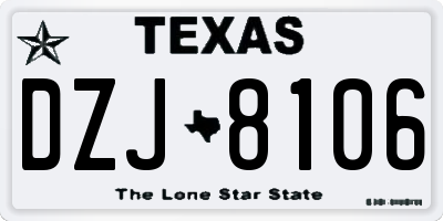 TX license plate DZJ8106