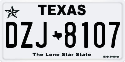 TX license plate DZJ8107