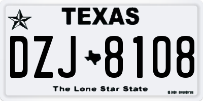 TX license plate DZJ8108