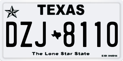 TX license plate DZJ8110