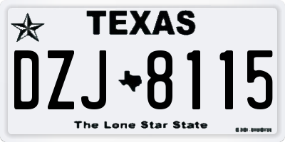 TX license plate DZJ8115