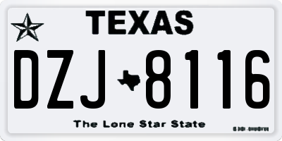 TX license plate DZJ8116