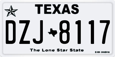 TX license plate DZJ8117