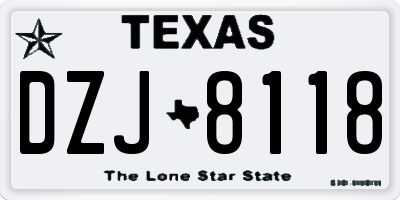 TX license plate DZJ8118