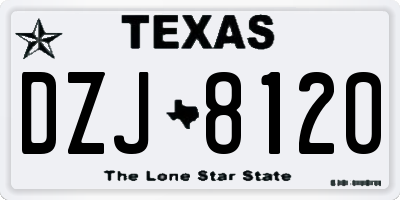 TX license plate DZJ8120