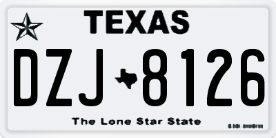 TX license plate DZJ8126