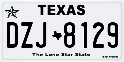 TX license plate DZJ8129