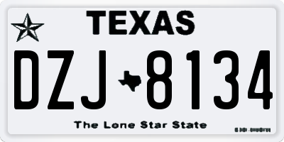 TX license plate DZJ8134