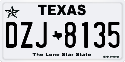 TX license plate DZJ8135