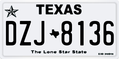 TX license plate DZJ8136