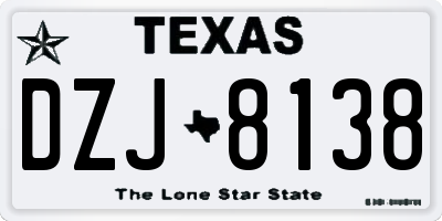 TX license plate DZJ8138