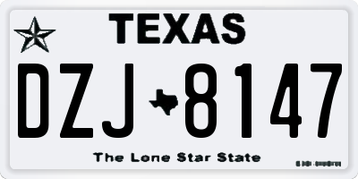 TX license plate DZJ8147