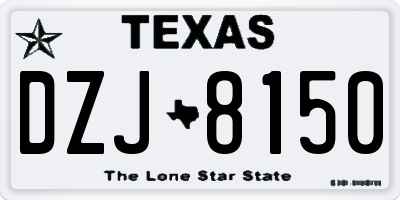 TX license plate DZJ8150