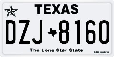 TX license plate DZJ8160