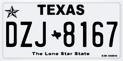 TX license plate DZJ8167
