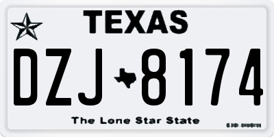 TX license plate DZJ8174