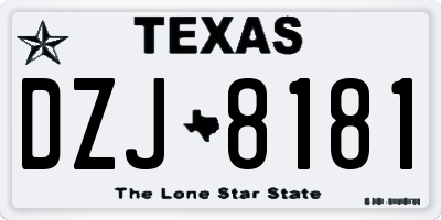 TX license plate DZJ8181